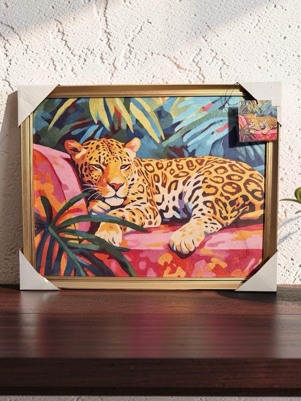 Empire Art Direct NWT Velvet Leopard Canvas Wall Art - Pink Tropical Print